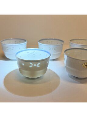 Arita Japan Set of 5 Ochoko Sake Cups Hotarude White Translucent